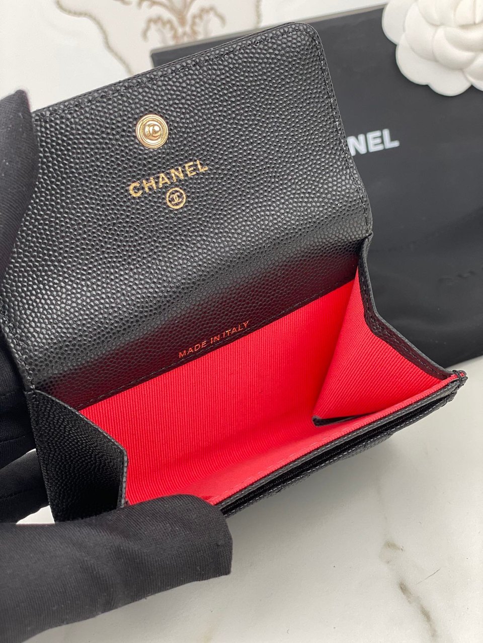 Chanel Flap Card Holder 11 Black Grained Calfskin Gold Icon view 5