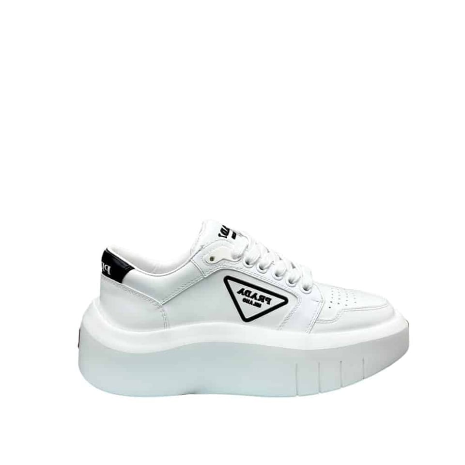 Prada Leather Platform Sneakers White view 2