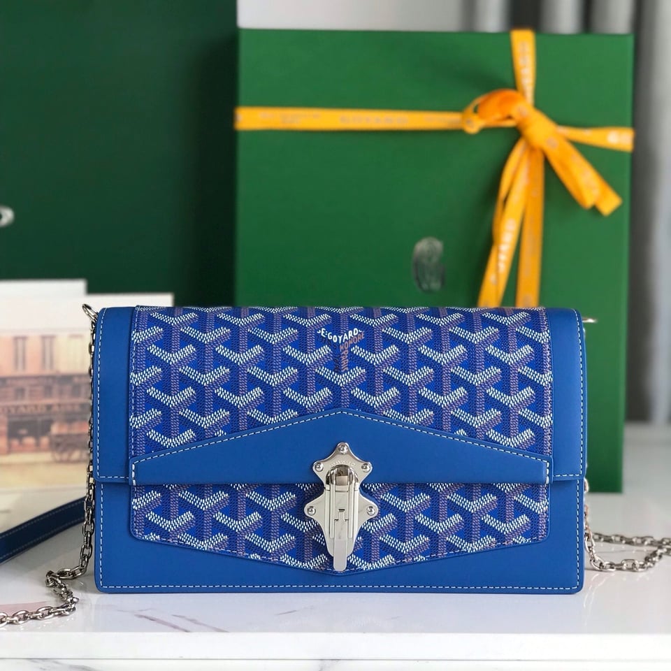 Goyard Duchesse Marie-Caroline Bag 25cm Sapphire Blue Goyardine Canvas And Smooth Calfskin