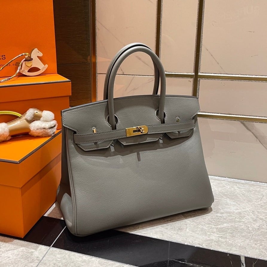 Hermes Birkin 30Cm Grey Swift Leather Gold Hardware view 2
