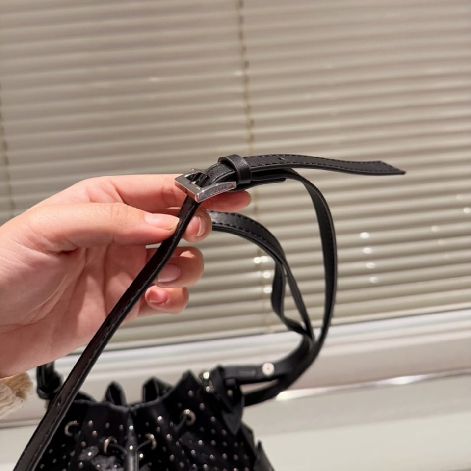 Prada Re Nylon Mini Bag With Studs Black 22Cm view 6