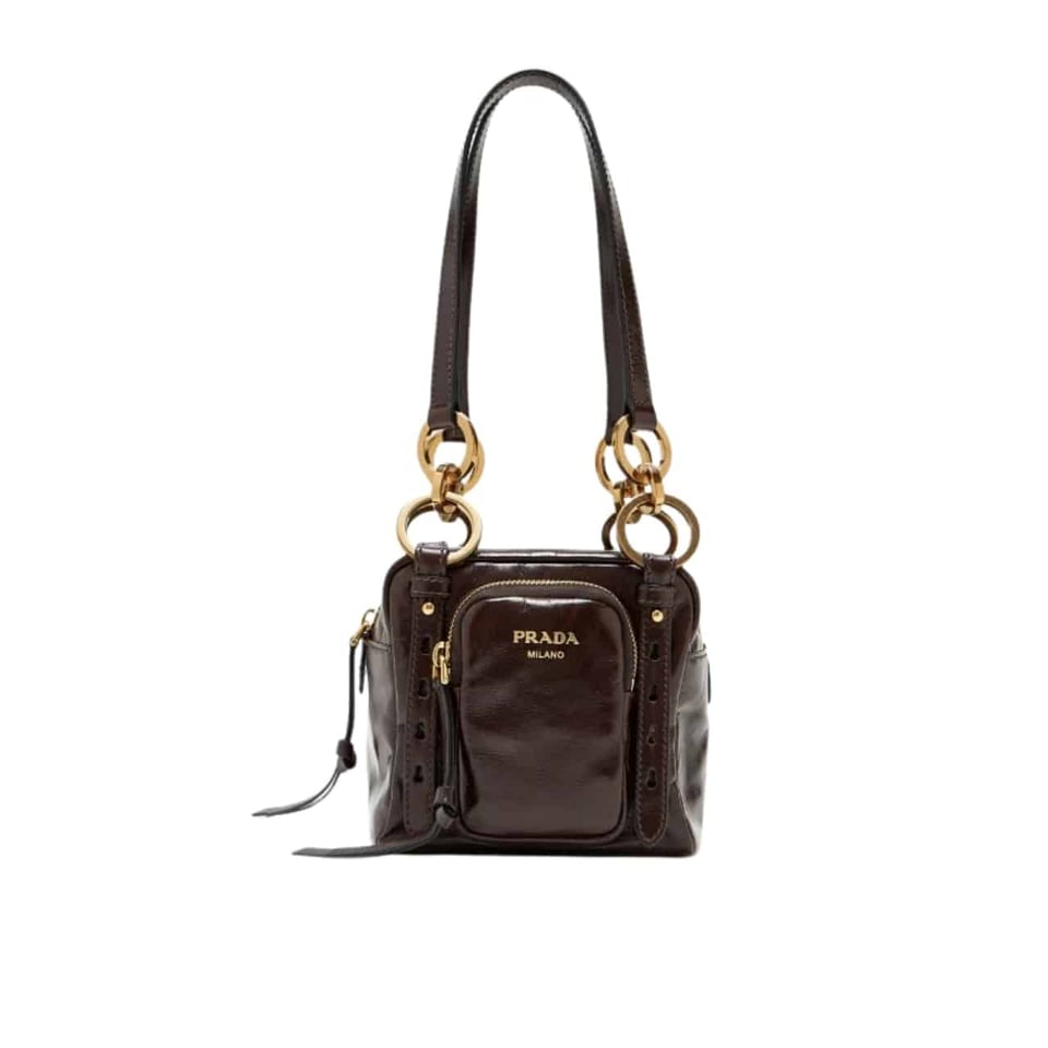 Prada Dangle Top Handle Mini Bag Brown 14Cm view 2