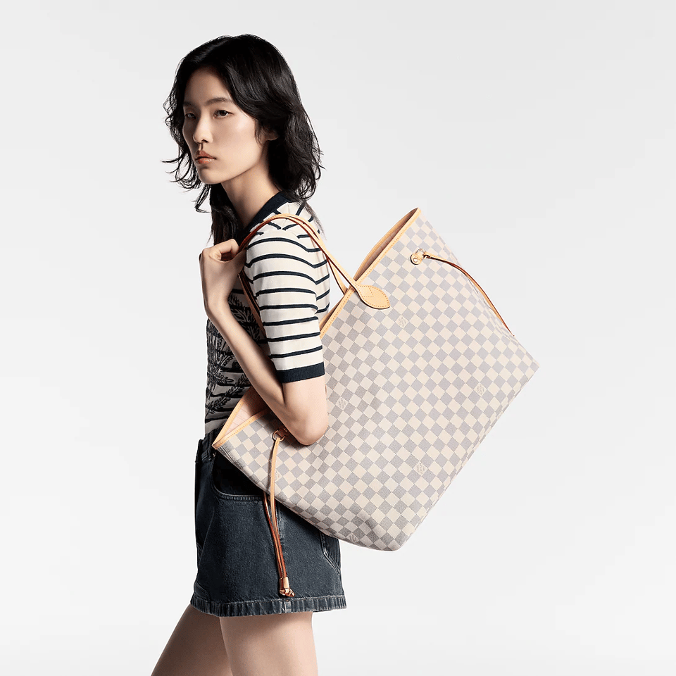 Louis Vuitton Neverfull GM Tote Bag Damier Azur Canvas Rose Ballerine 39cm N40601 view 3