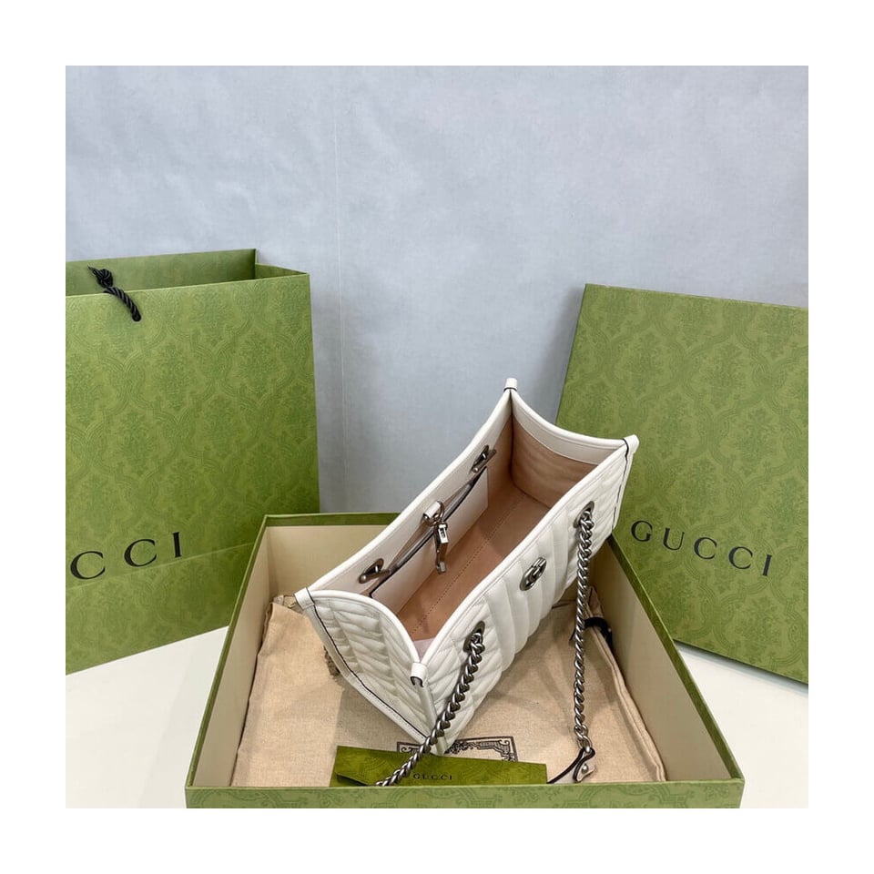 Gucci GG Marmont Small Tote Bag White view 13