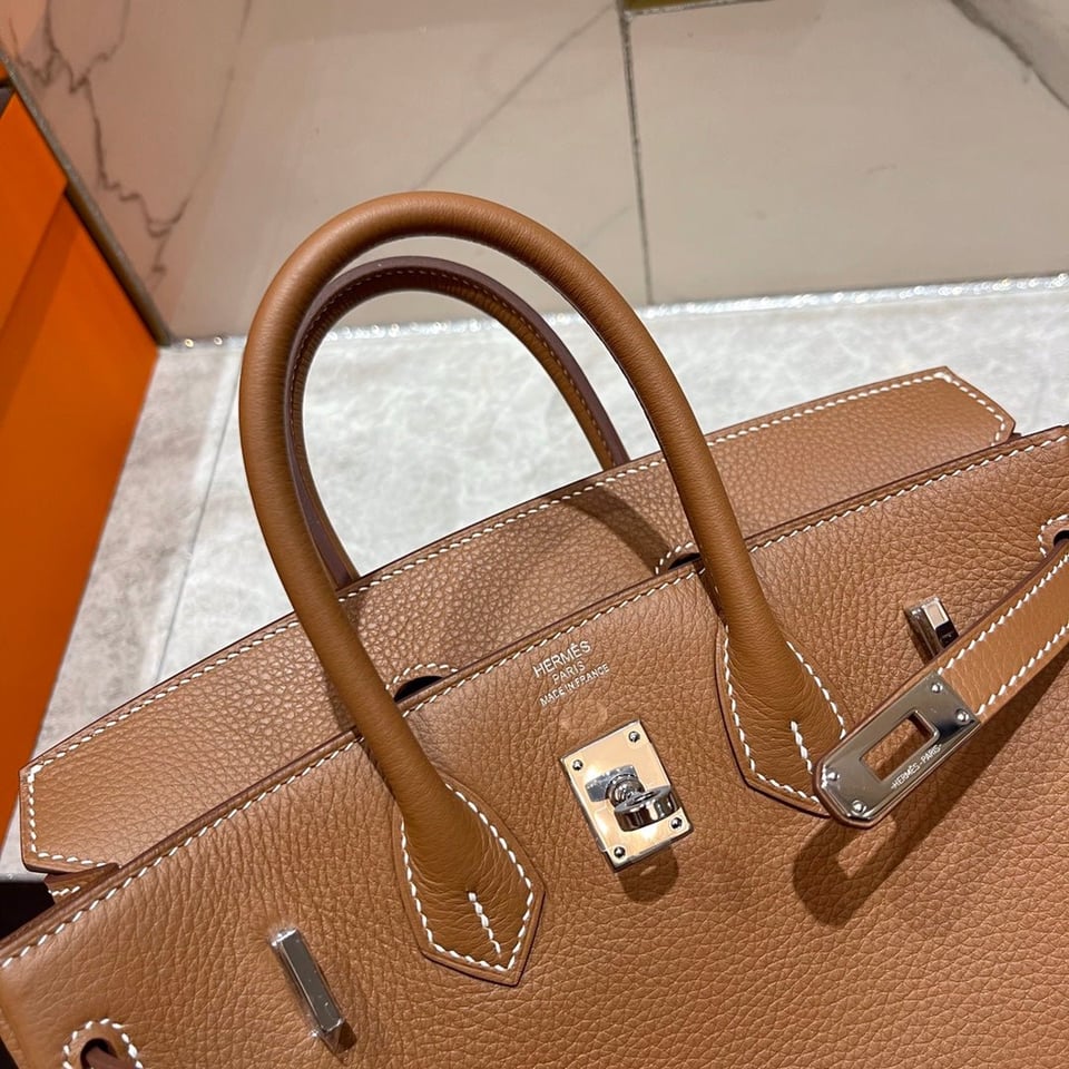 Hermes Birkin 25Cm Gold Togo Leather Silver Hardware view 8