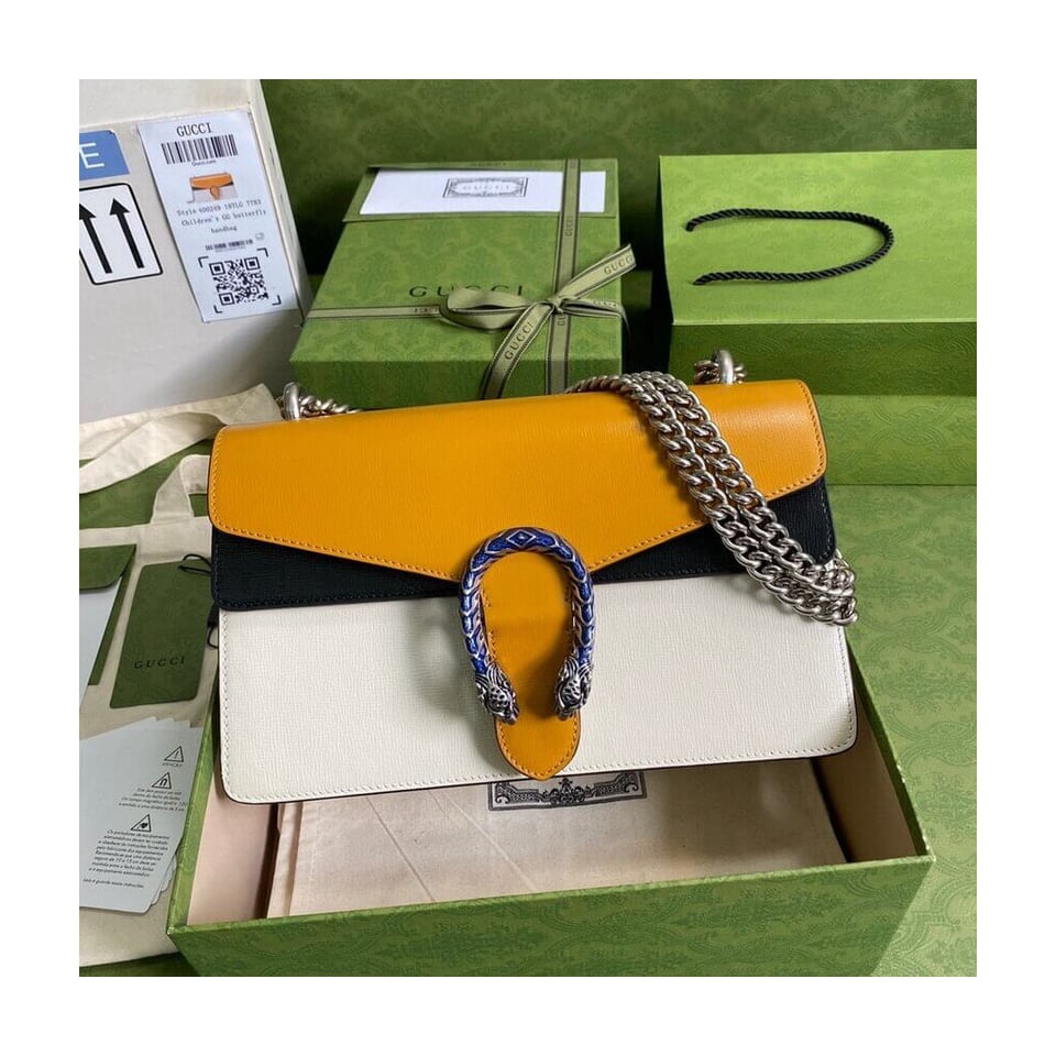 Gucci Dionysus Small Shoulder Bag Orange White Leather view 4