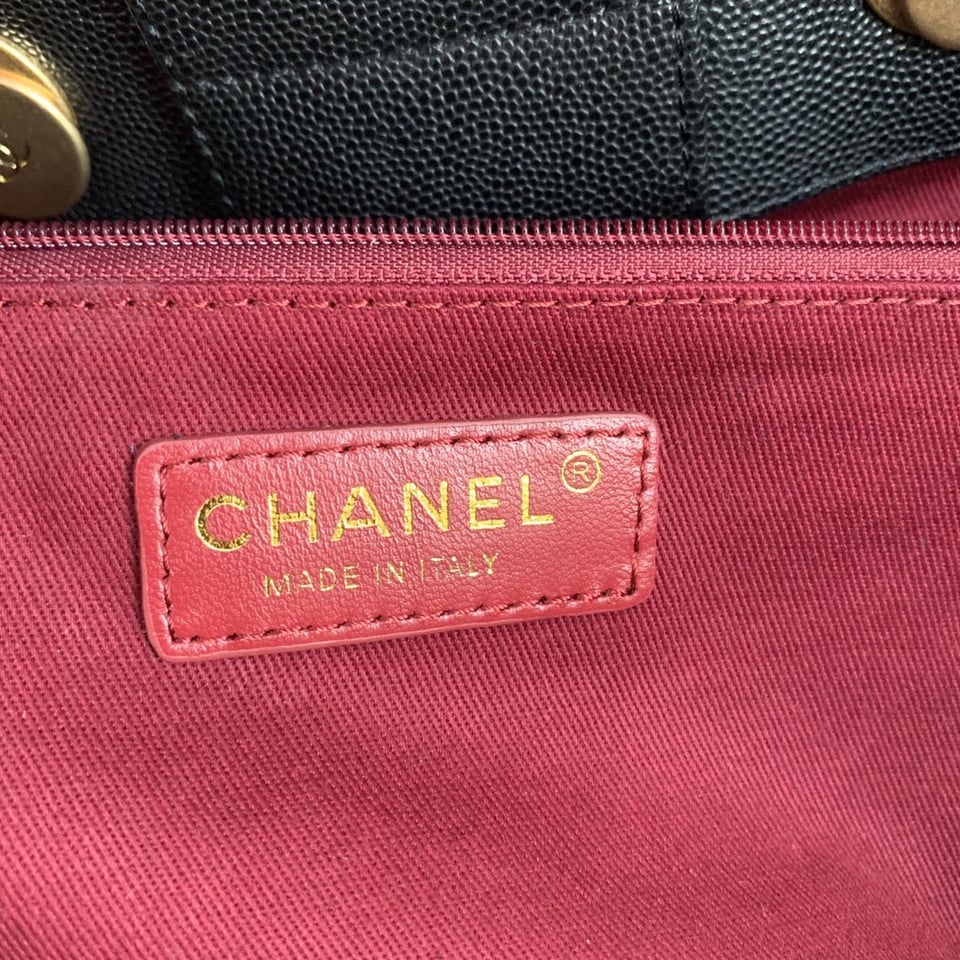 Chanel Shopping Bag 38Cm Black Quilted Caviar Leather Ghw view 3