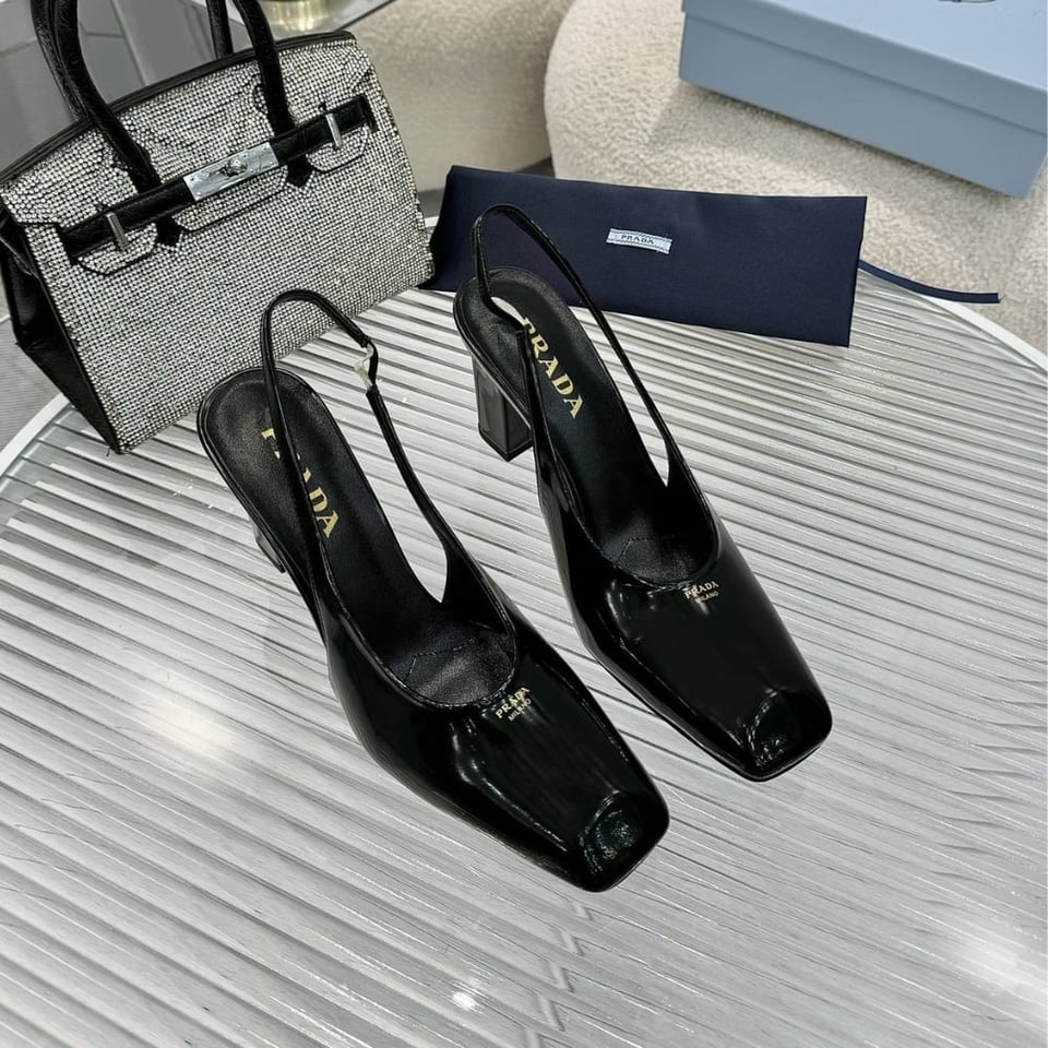 Prada Patent Leather Slingback Pumps Black 1I838N 069 F0002 F 085 view 6