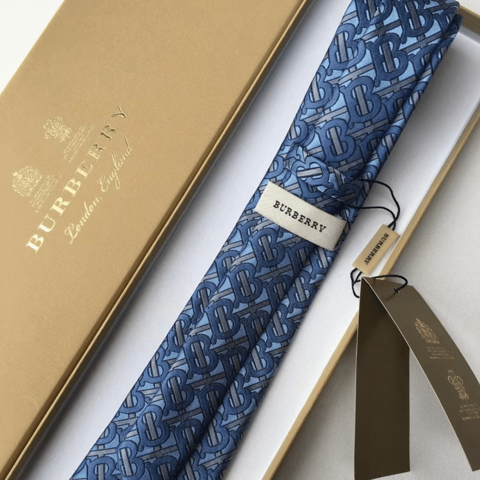 Burberry Blue Monogram Canvas Tie For Men view 5