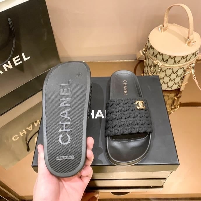 Chanel Braided Slides Black view 8