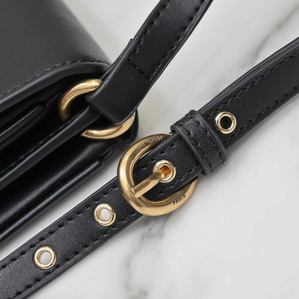 Saint Laurent Le Maillon Satchel In Smooth Leather Black view 3