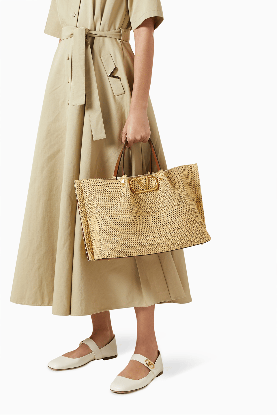 Valentino Garavani Summer Woven Natural Brown Leather Tote Bag 35cm/13.8in view 3