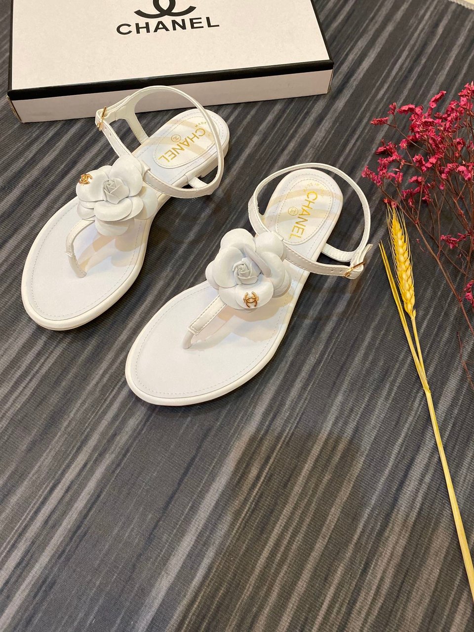 Chanel Jelly Rubber Camellia Sandals White view 7
