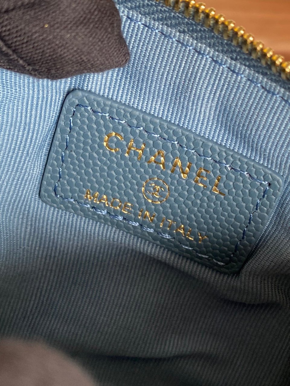 Chanel Zipped Wallet 15 Dark Cloud Blue Caviar Gold Hardware view 8