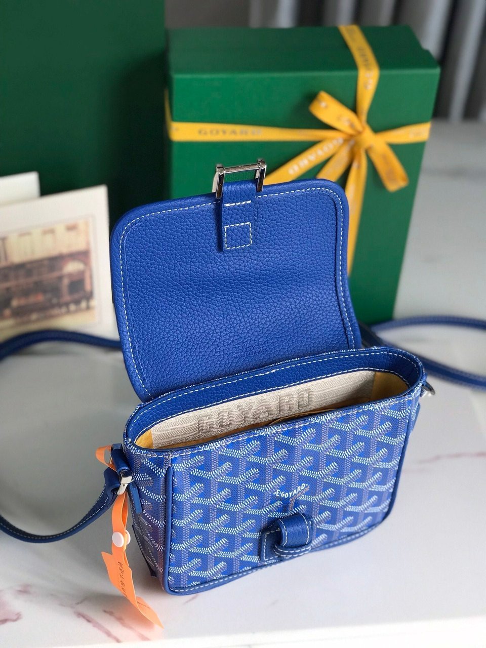 Goyard Grand Bleu 16cm Sapphire Blue Goyardine Canvas And Lambskin view 6