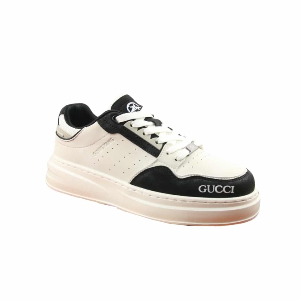 Gucci Gg Sneaker Leather In White And Black view 2