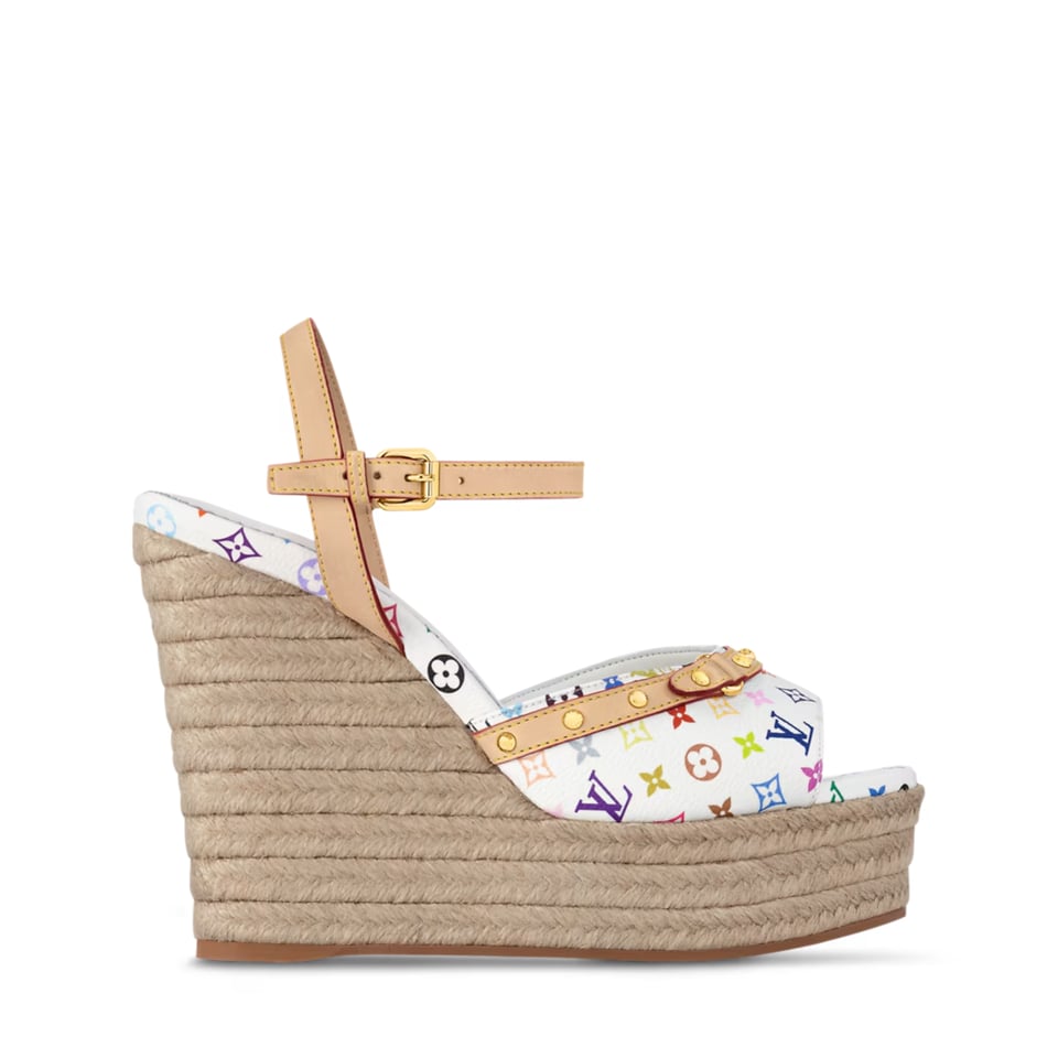 Louis Vuitton X Takashi Murakami Helios Wedge Sandal White 1Agyx0 view 3