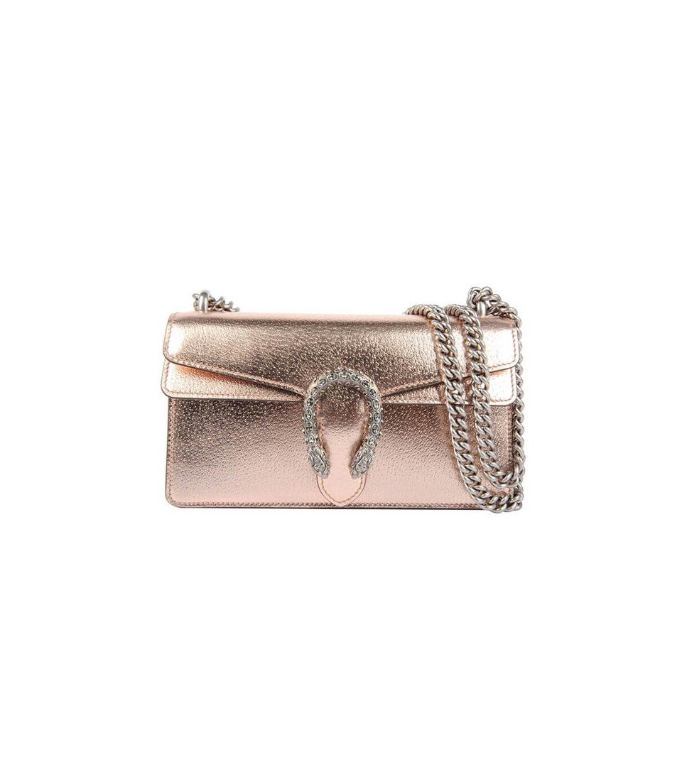Gucci Dionysus Small Shoulder Bag in Rose Gold Lame Leather view 2