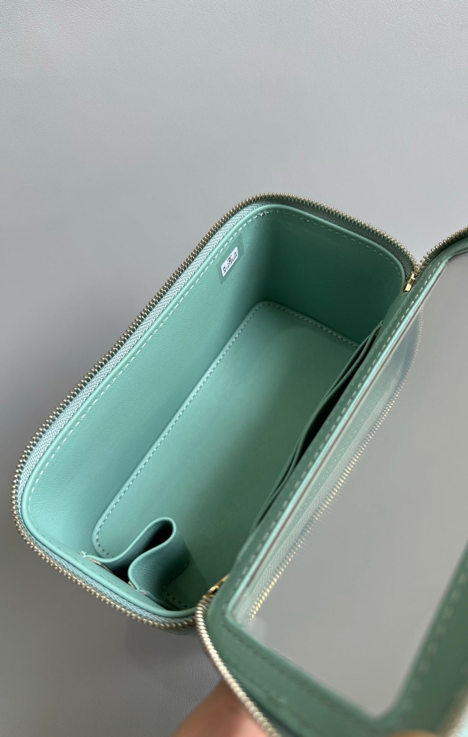 Chanel Vanity Case Pearl 17Cm Aqua Blue Lambskin Gold Hardware view 10