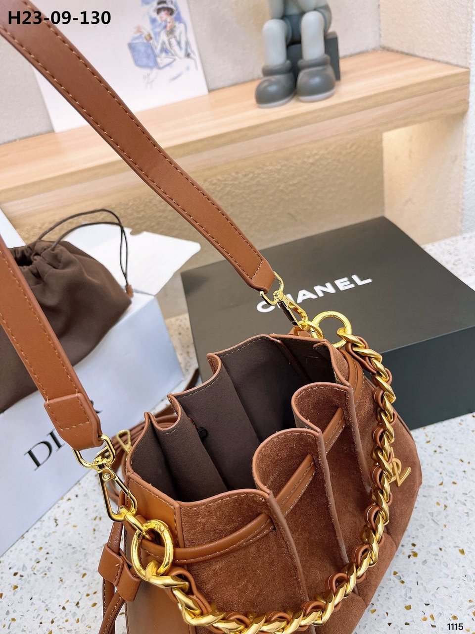 Saint Laurent Bucket Bag Brown 23Cm view 10