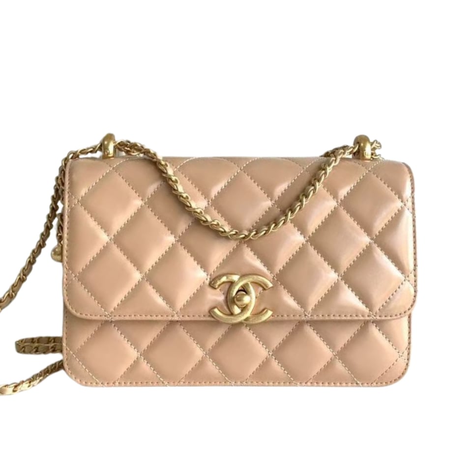 Chanel Calfskin Quilted Perfect Fit Flap Beige 22cm