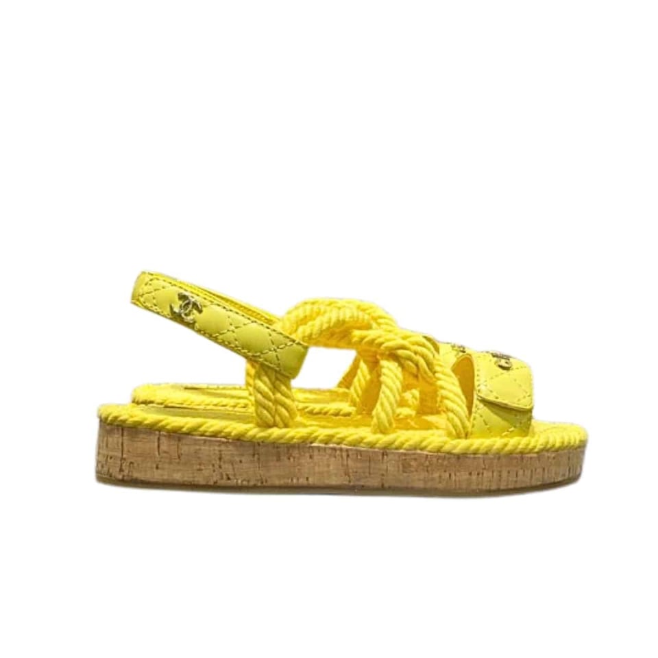 Chanel Rope Sandals Strap Yellow view 2