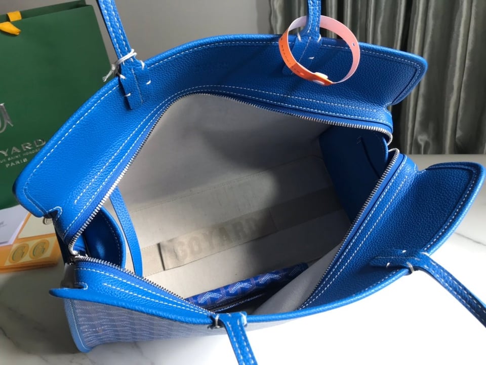 Goyard Hardy Pm Bag 40 Cm Sky Blue Goyardine Canvas And Taurillon Leather Trim view 8