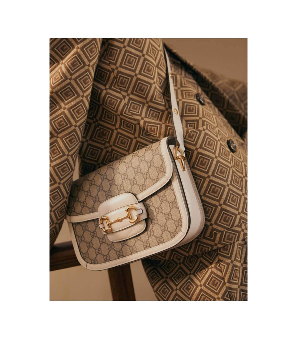 Gucci 1955 Horsebit White GG Supreme Canvas Shoulder Bag 25cm view 4