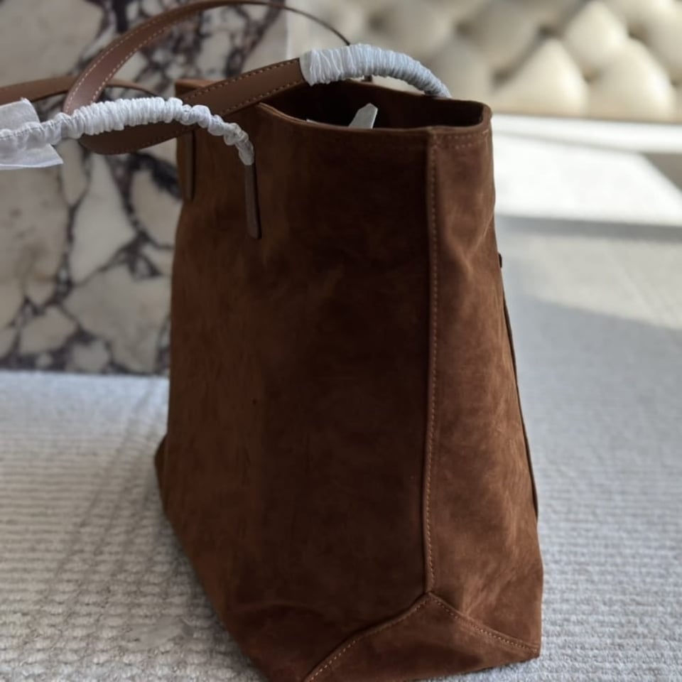 Prada Suede Double Tote Bag Cocoa Brown 35Cm view 7
