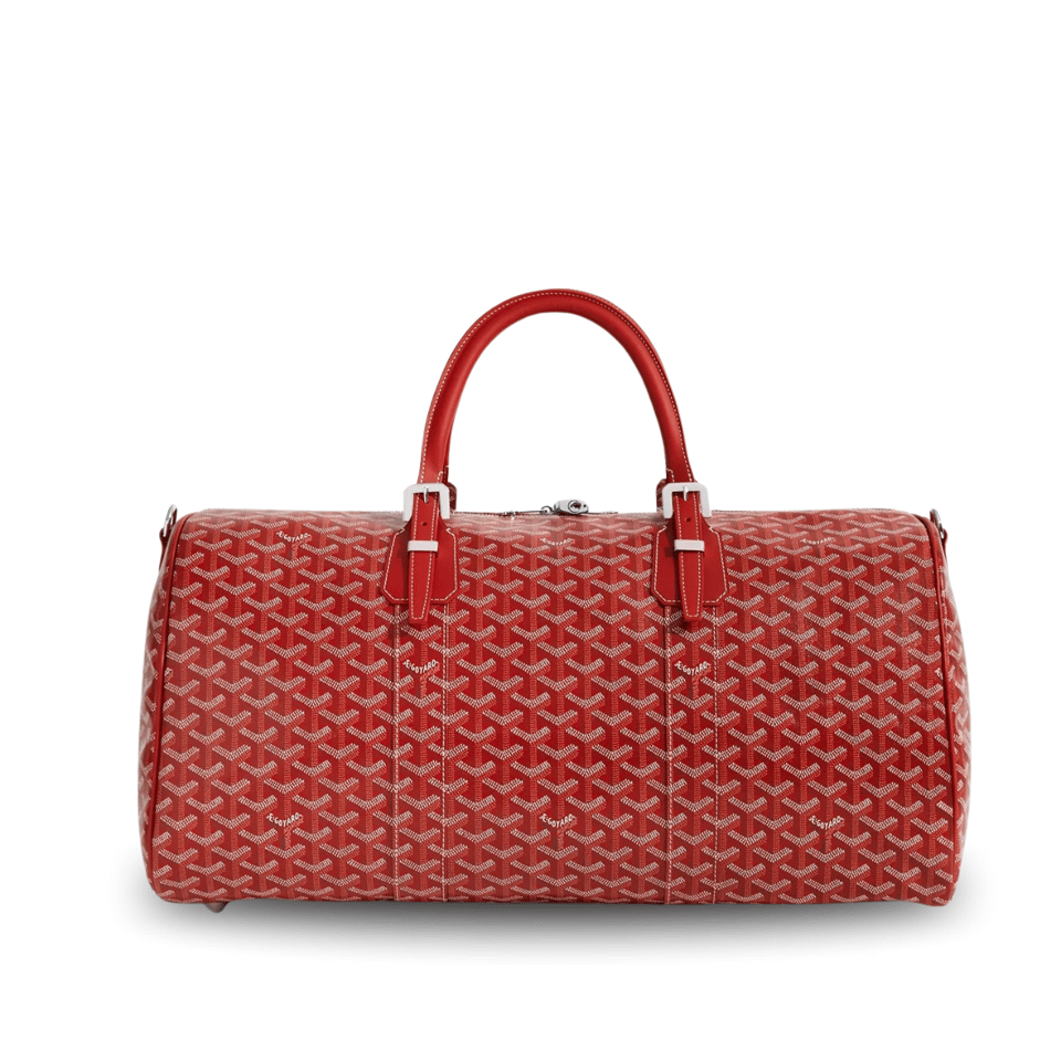 Goyard Boston 50 Bag Cm Red Goyardine Canvas And Calfskin Trim