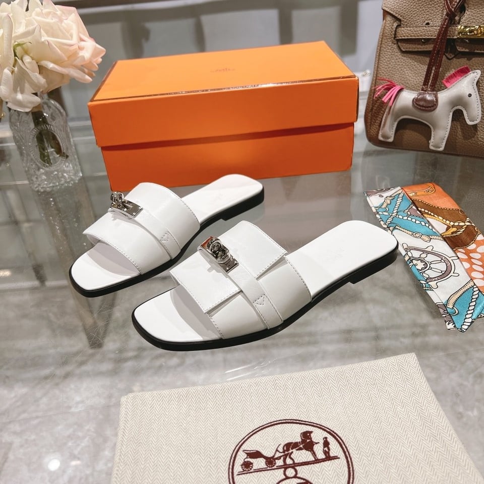 Hermes Giulia Sandal White view 6
