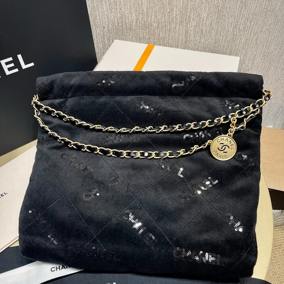 Chanel 22 Small Handbag Velvet With Sequins 37cm view 7