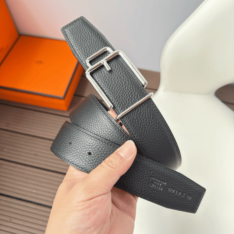 Hermes Black Silver Metal Buckle 38mm Belt For Men view 6