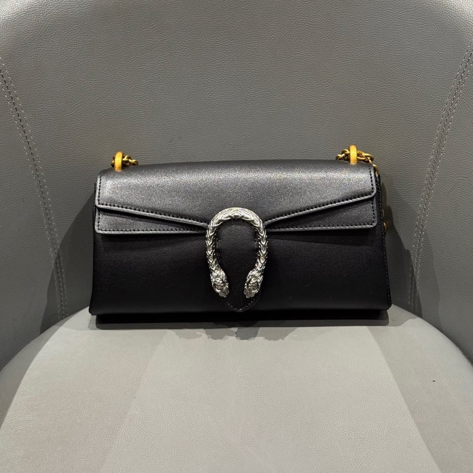 Gucci Dionysus Medium Shoulder Bag 28cm/11in Black Leather 874735 view 3