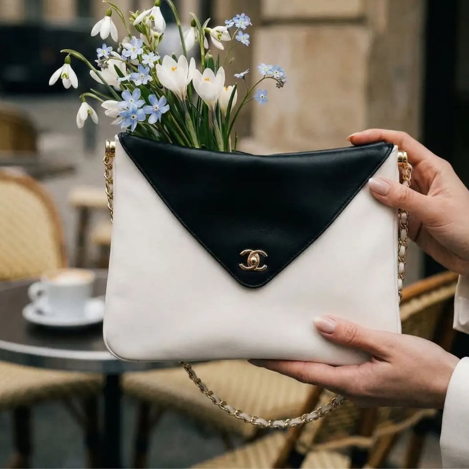 Chanel Hobo Bag Calfskin &amp; Gold-plated Metal Black &amp; White 29cm/11.4in Dark Red Wine AS6209 view 2
