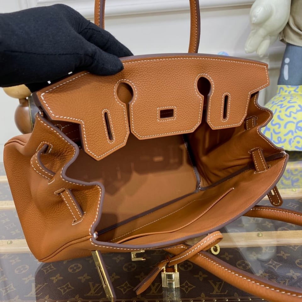 Hermes Birkin 30 Bag Brown Gold Hardware Togo Leather view 12