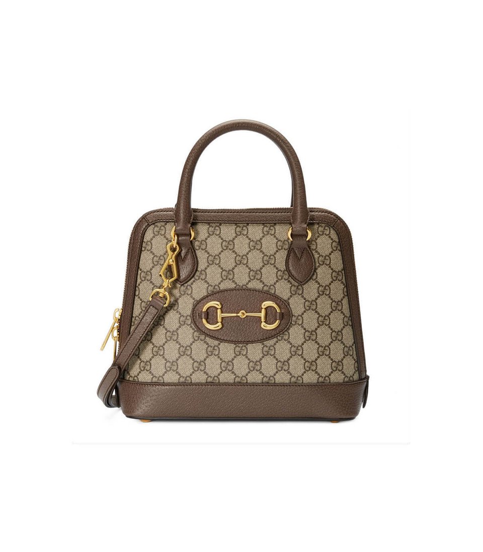 Gucci 1955 Horsebit mall Top Handle Bag In Brown GG Supreme Canvas view 2