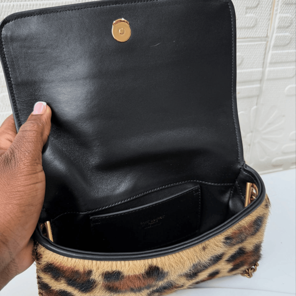 Saint Laurent Leopard Chain Bag 19cm view 5