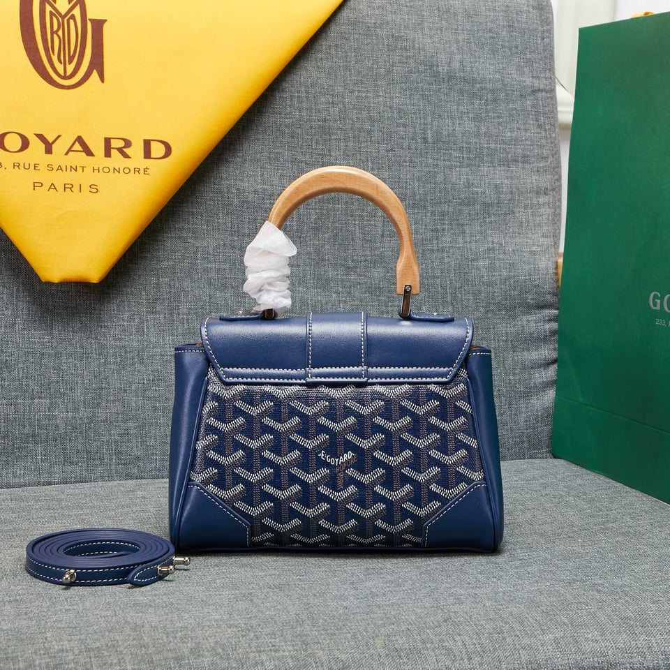 Goyard Saigon Souple Mini Bag Dark Blue Canvas 20cm view 3