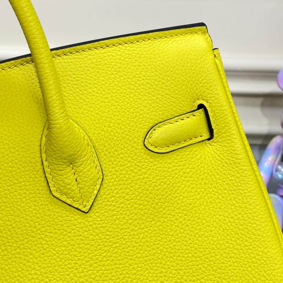 Hermes Birkin 30 Bag Lime Gold Hardware Togo Leather view 9