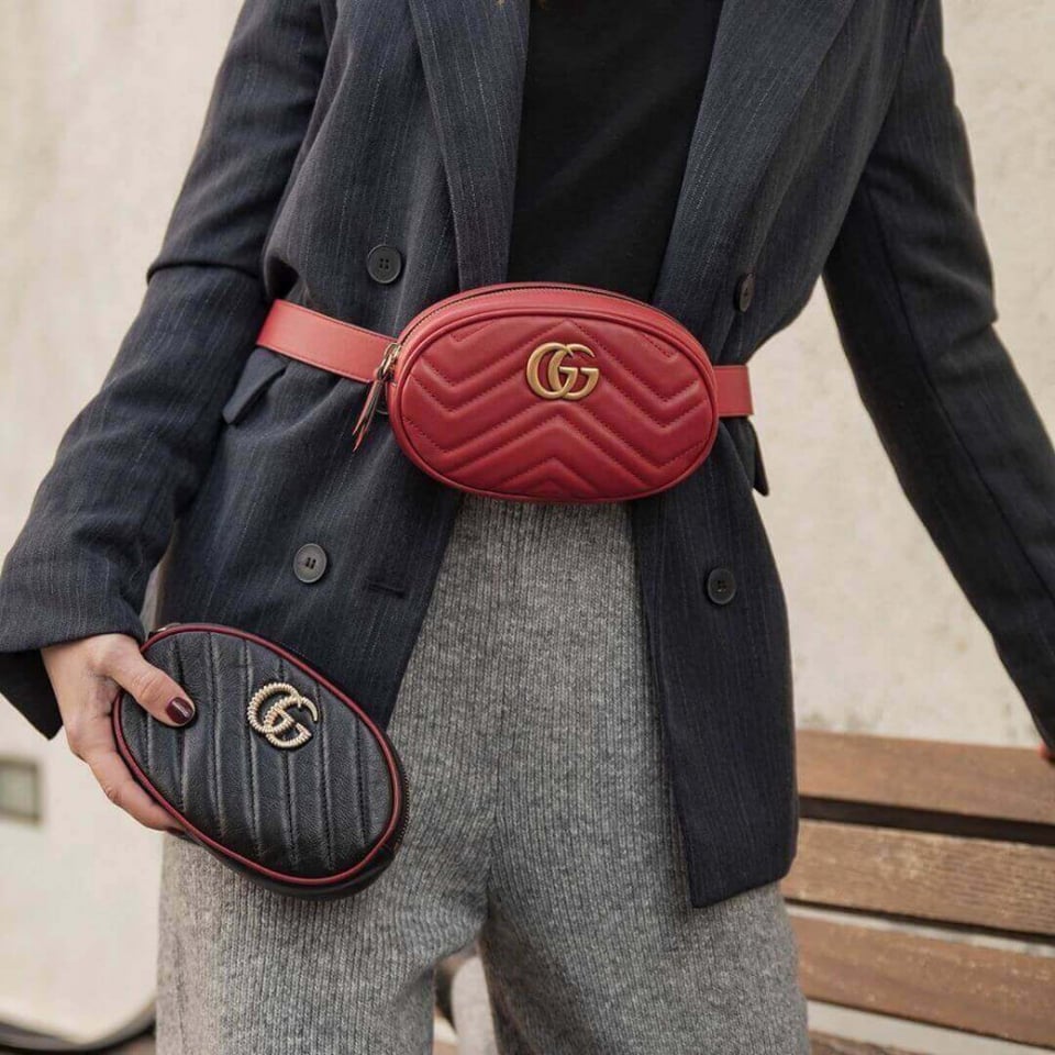 Gucci GG Marmont Matelasse Leather Belt Bag Red view 6