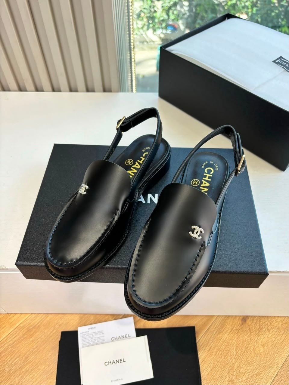 Chanel Calfskin Slingback Mules with CC Logo Black Calfskin G39842 view 5