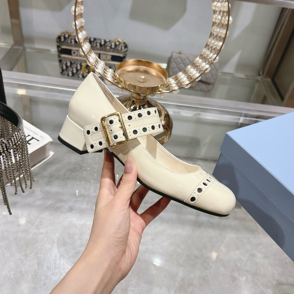Prada Patent Leather Mary Jane Pumps White view 5