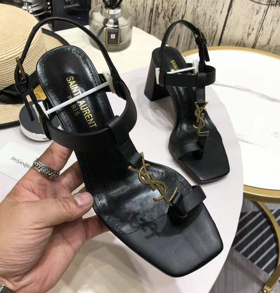 Saint Laurent Cassandra Leather Slingback Sandals Black 658198Dwett1000 view 7