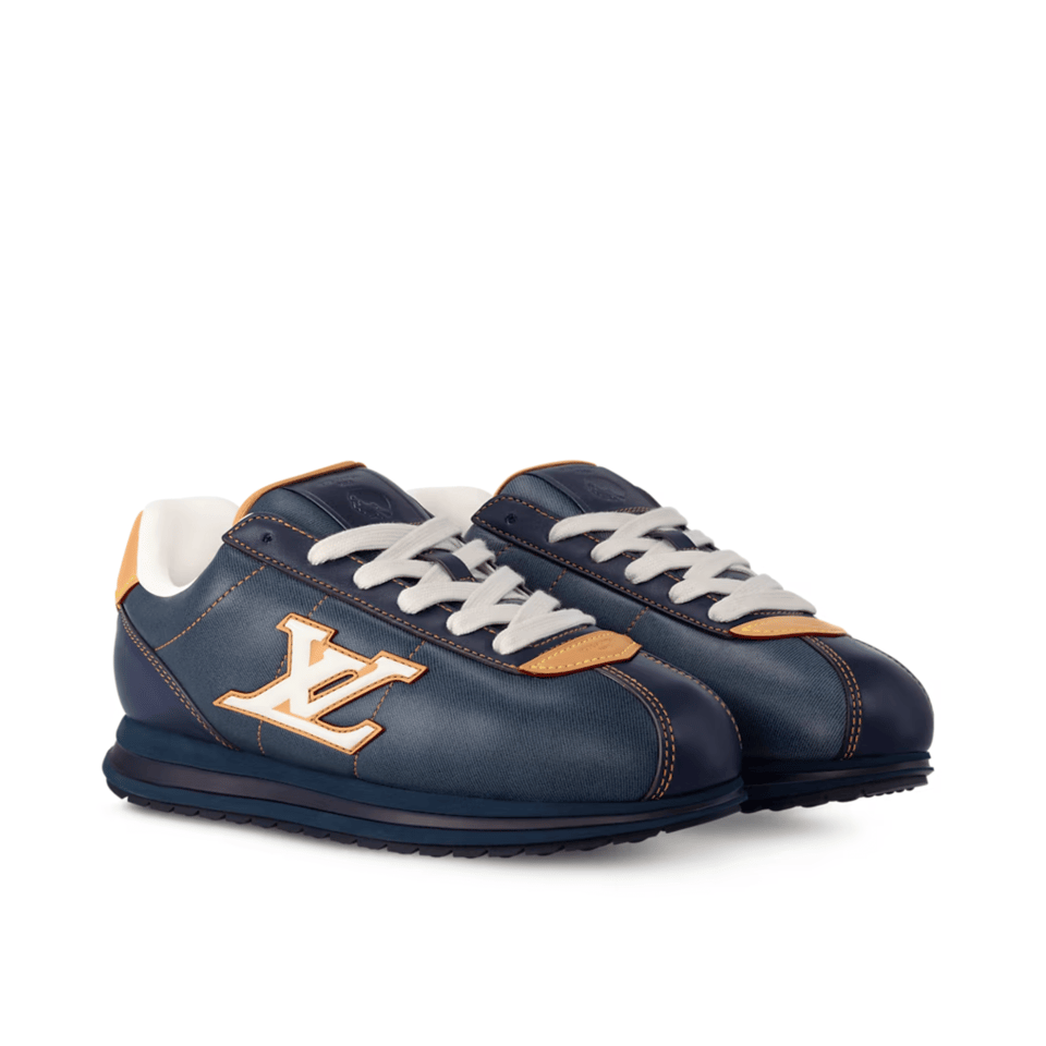 Louis Vuitton Navy Blue Leather Sneakers For Men view 2