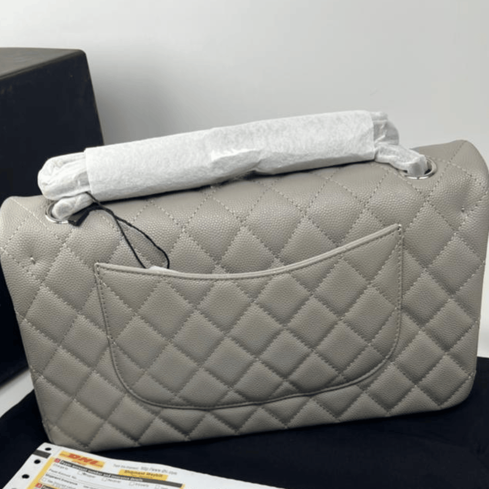 Chanel Classic Flap Bag 25 cm Grey Silver- Tone Hardware A01112 view 5