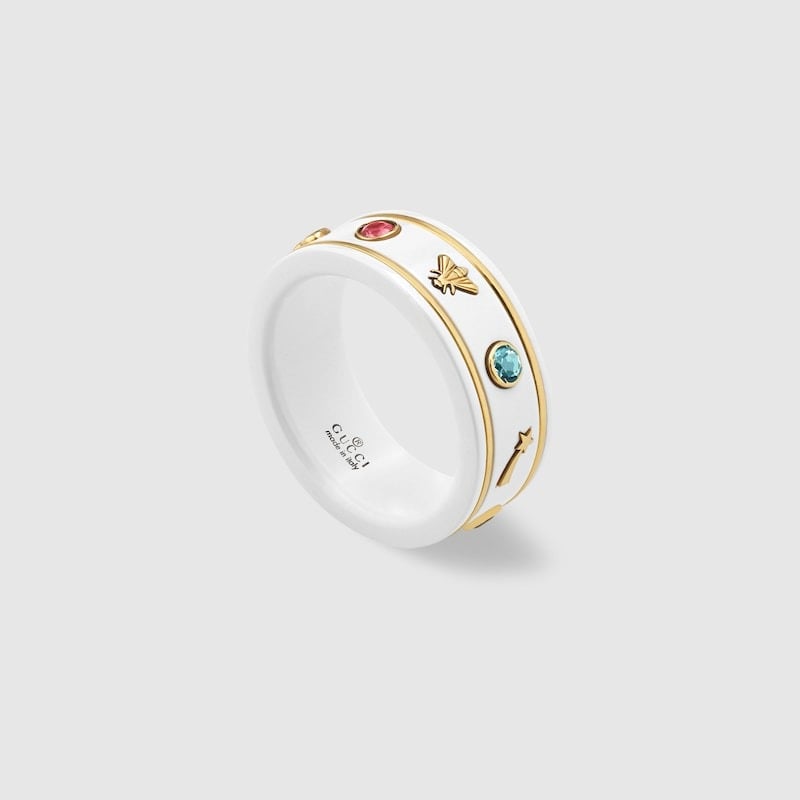 Gucci Icon Ring With Gemstones White view 5