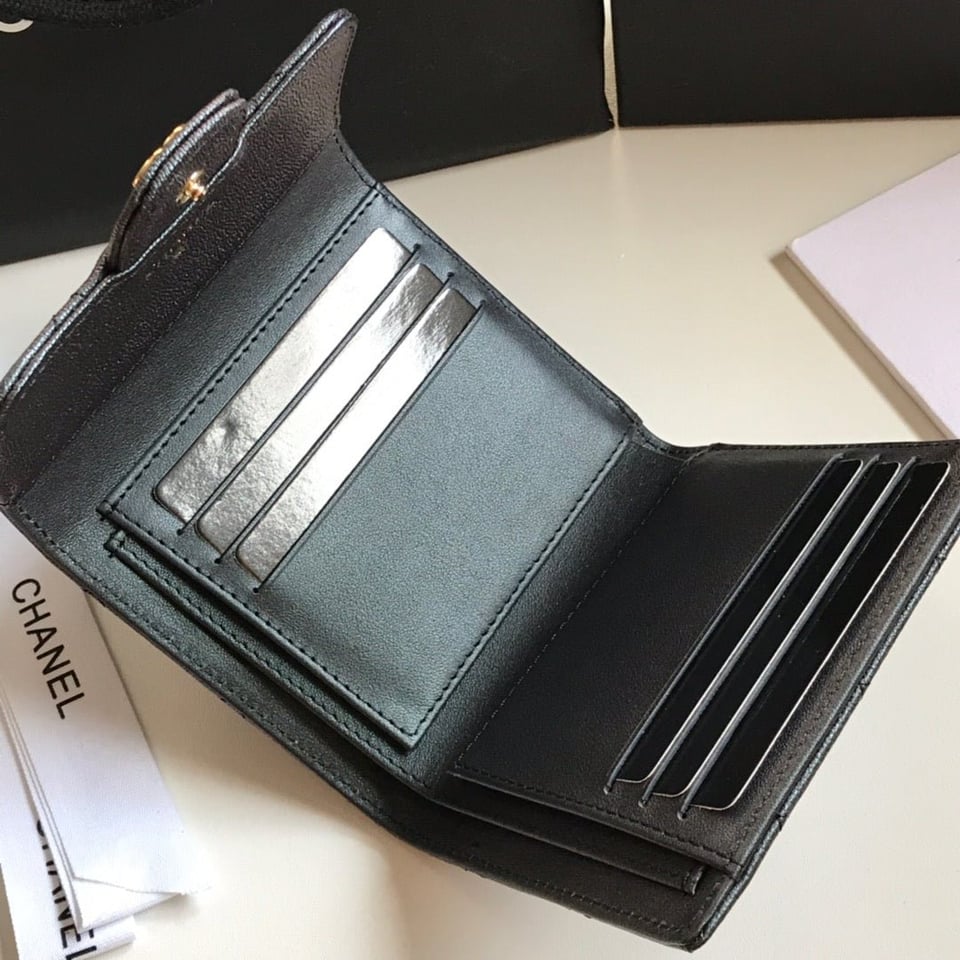 Chanel Flap Card Holder 11.5 Black Grained Calfskin Gold Icon view 6