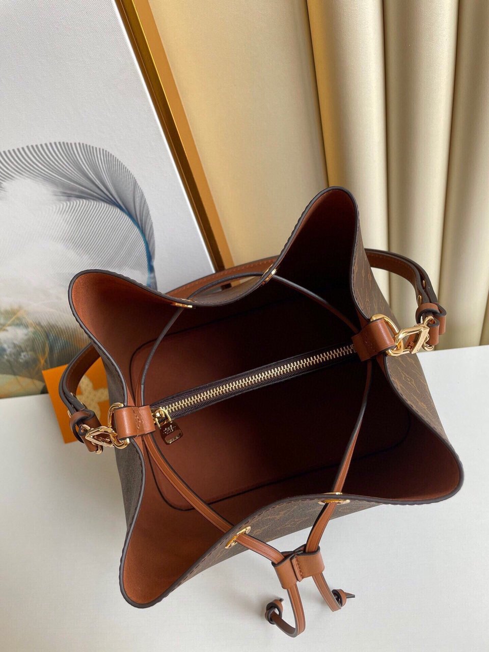 Louis Vuitton Luxury Monogram Canvas And Leather Handbag Neonoe Caramel view 17