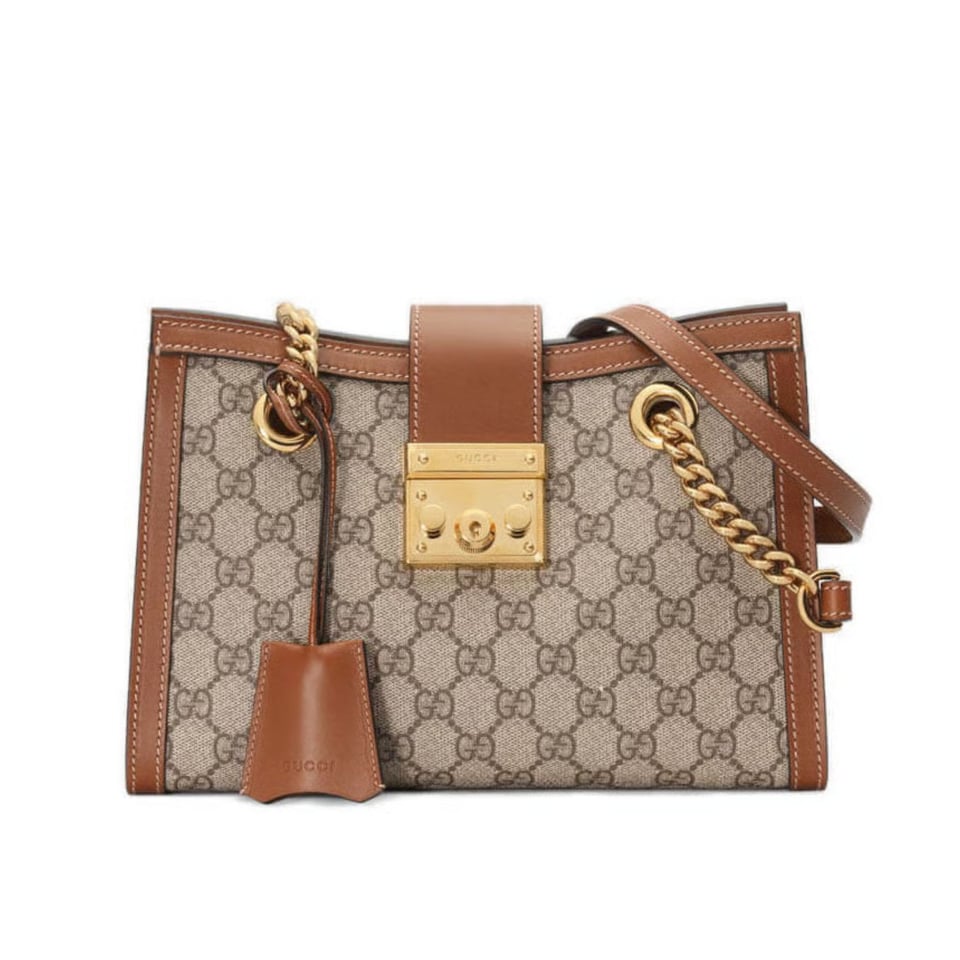 Gucci GG Supreme Padlock Small Shoulder Bag Brown 26cm